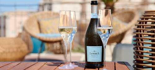 Girls enjoying in day outside with La Marca Prosecco