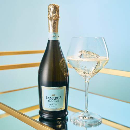 La Marco Prosecco Bottle and Glasses