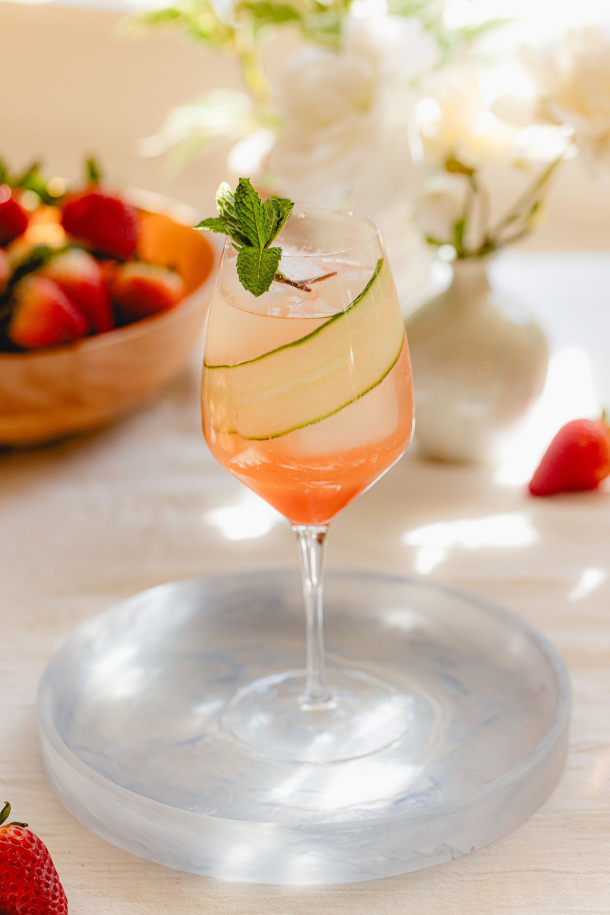 Sicilian Strawberry Spritz Prosecco Cocktail