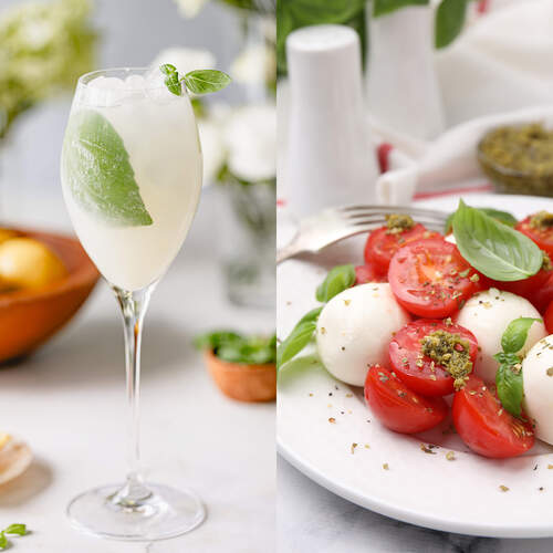 Basil Spritz & Caprese Salad Prosecco Cocktail Food Pairing
