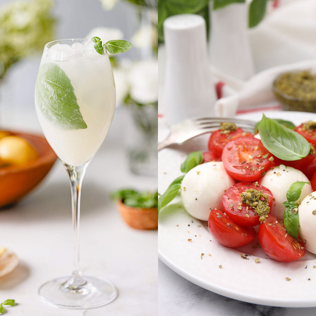 Basil Spritz & Caprese Salad Prosecco Cocktail Food Pairing