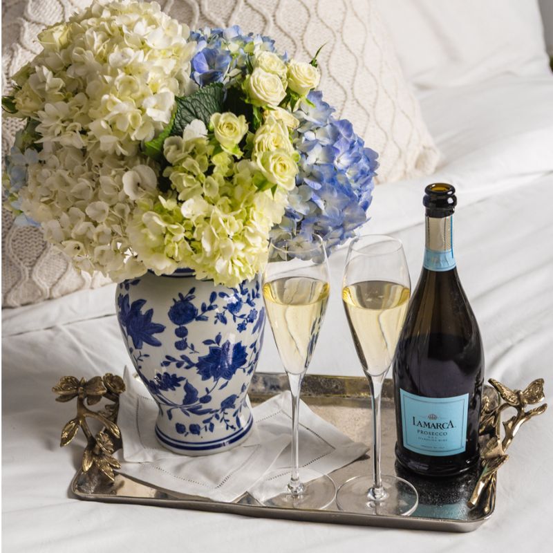 La Marca Bottle, Glass and Flower Vase